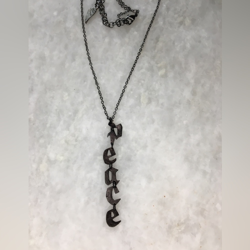 Peace Necklace Handcrafted Brass 16-18 inches long - Picture 4 of 16
